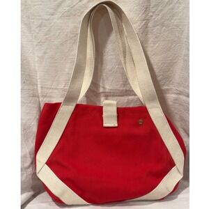 Vintage 70's FS Originals Red Canvas Tote Bag Cream Webbing Straps Shoulder Bag